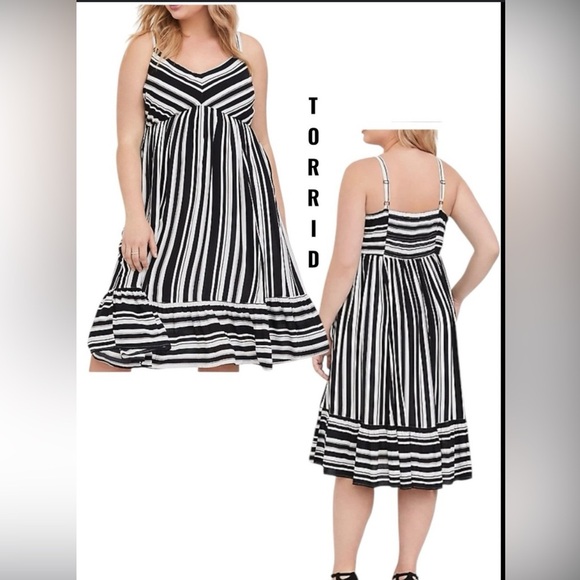 torrid Dresses & Skirts - Torrid Black & White Striped Challis Midi Dress
Size 1